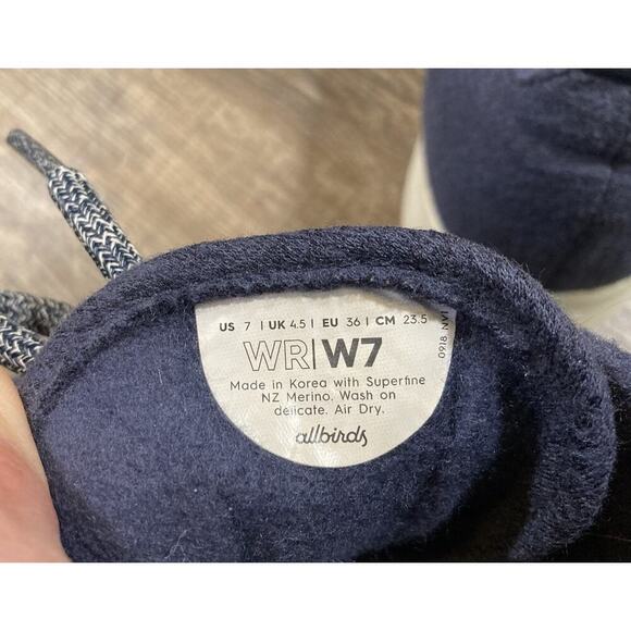 Allbirds Wool Runners Women's Shoes Size 7 Navy Blue Merino Running Sneakers - Picture 10 of 11